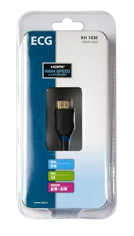 ECG KH 1430 kabel HDMI-HDMI 1.4 A/M 3m černá / zlacené kontakty 