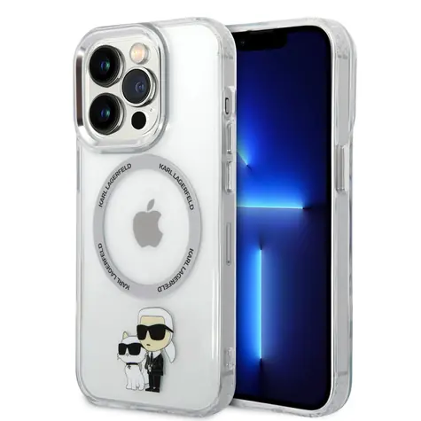 Karl Lagerfeld IML Karl and Choupette NFT MagSafe Zadní Kryt pro Apple iPhone 15 Pro transparentní