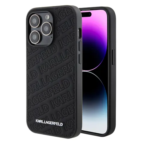 Karl Lagerfeld PU Quilted Pattern Zadní Kryt pro Apple iPhone 15 Pro černá
