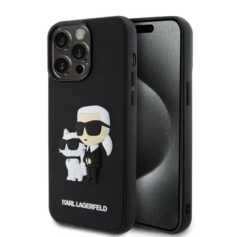 Karl Lagerfeld 3D Rubber Karl and Choupette Zadní Kryt pro Apple iPhone 14 Pro Max černá