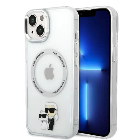 Karl Lagerfeld IML Karl and Choupette NFT MagSafe Zadní Kryt pro Apple iPhone 15 transparentní