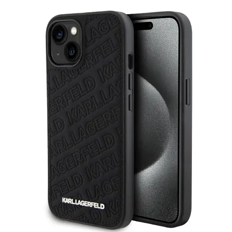 Karl Lagerfeld PU Quilted Pattern Zadní Kryt pro Apple iPhone 15 černá