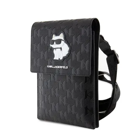 Karl Lagerfeld Saffiano Monogram Wallet Phone Bag Choupette NFT černá