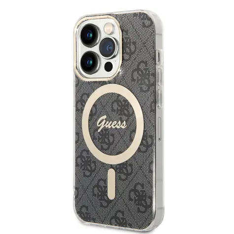 GUESS IML 4G MagSafe Zadní Kryt pro Apple iPhone 15 Pro černá