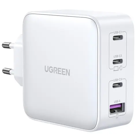 UGREEN Rychlonabiječka GaN bílá / 3x USB-C & 1x USB-A / 100W