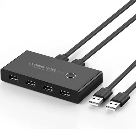 UGREEN USB 2.0 Switch černá / 2x USB-A 2.0 (M) - 4x USB-A 2.0 (F) / doprodej