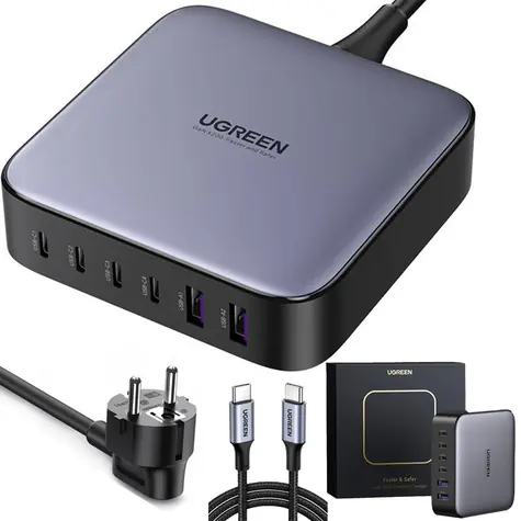 UGREEN Síťová rychlonabíječka šedá / 4x USB-C / 2x USB-A / 200W