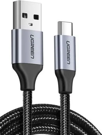 UGREEN 60126 Kabel USB-A (M) - USB-C (M) 1m černá / opletený