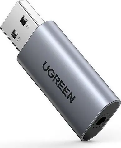 UGREEN 80864 Adaptér USB-A (M) - 3.5mm Jack (F) šedá
