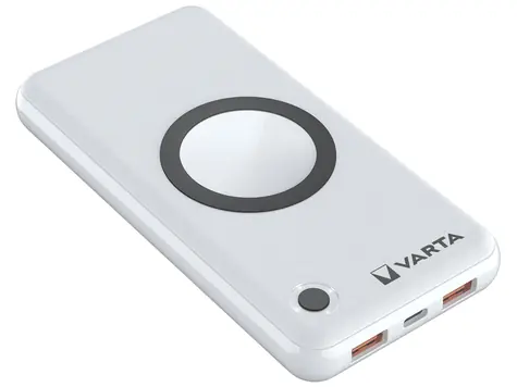VARTA 57908 15000mAh bílá / Bezdrátová powerbanka / Qi / 2x USB-A / 1x USB-C 