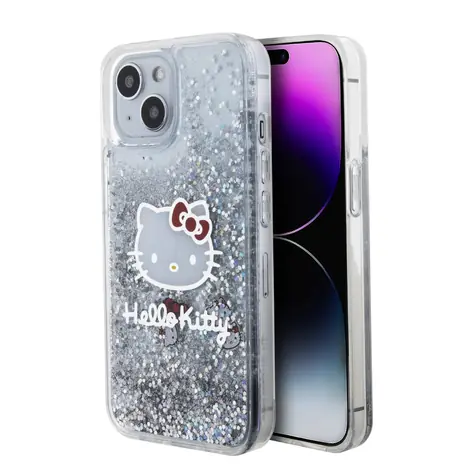 Hello Kitty Liquid Glitter Electroplating Head Logo Zadní Kryt pro Apple iPhone 15 transparentní