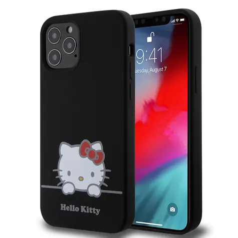 Hello Kitty Liquid Silicone Daydreaming Logo Zadní Kryt pro Apple iPhone 12/12 Pro černá