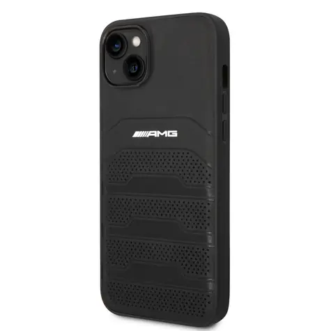 AMG Leather Debossed Lines Zadní Kryt pro Apple iPhone 14 černá