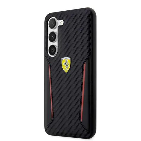 Ferrari PU Carbon Zadní Kryt pro Samsung Galaxy S23+ černá