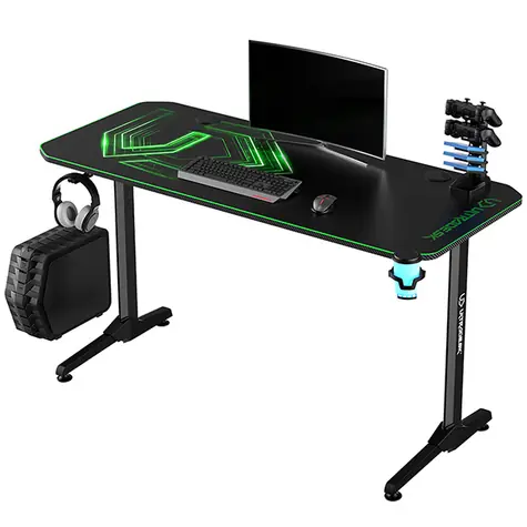 ULTRADESK Frag zelená / Herní stůl / 140 x 60 x 76 cm / USB hub