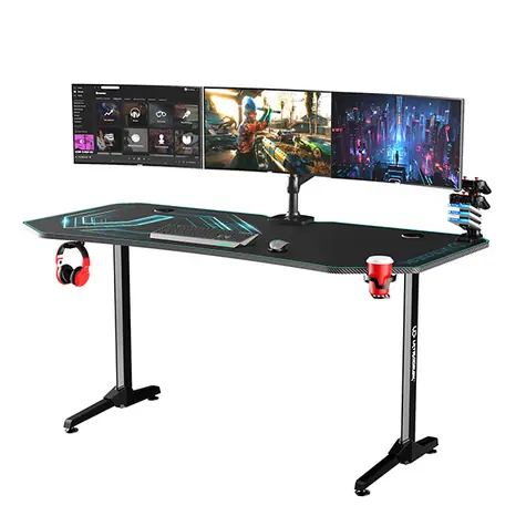 ULTRADESK Frag XXL modrá / Herní stůl / 160 x 75 x 75 cm / USB hub