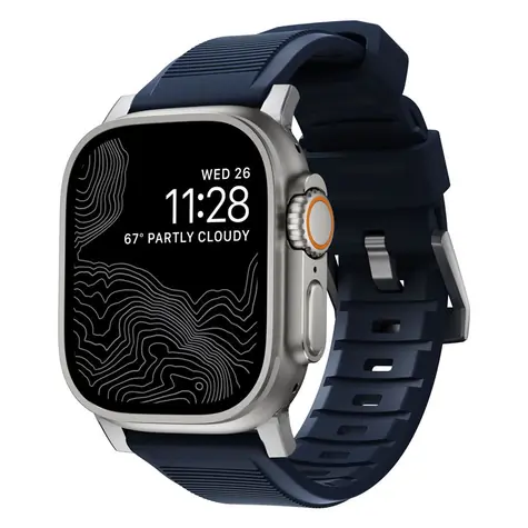 Nomad Rugged Strap řemínek pro Apple Watch Ultra (49 & 45 & 44 mm) modrá - stříbrná 