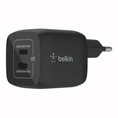 BELKIN WCH011vfBK charger černá / nabíječka 2x USB-C / 25W 