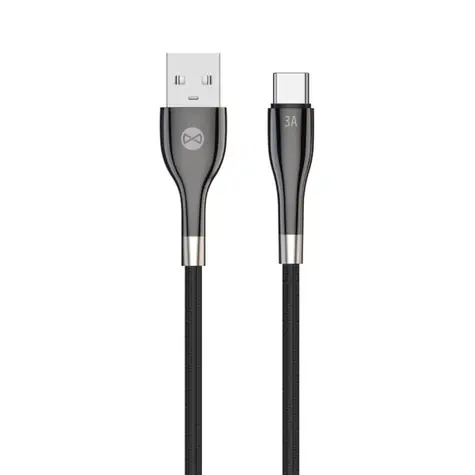 Forever Sleek Kabel USB-A (M) - USB-C (M) 1m černá / 3 A