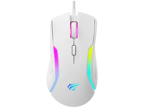 Havit MS1033 bílá / Optická herní myš / 800 - 8000 DPI / RGB / USB-A / 9 tlačítek / 1.6 m