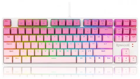 Redragon K645W-GP RGB Cass růžová / Herní klávesnice / mechanická / RGB / USB / US layout / doprodej