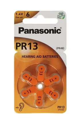 Panasonic PR13 (PR48) 6ks / Baterie do naslouchadel / 1.4V / 280 mAh / ZnAir