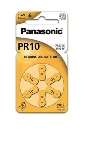 Panasonic PR10 (PR230) 6ks / Baterie do naslouchadel / 1.4V / 91 mAh / ZnAir