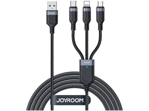 Joyroom S-1T3018A18 Nabíjecí kabel USB-A (M) - USB-C + MicroUSB + Lightning (M) 3.5A 1.2m černá