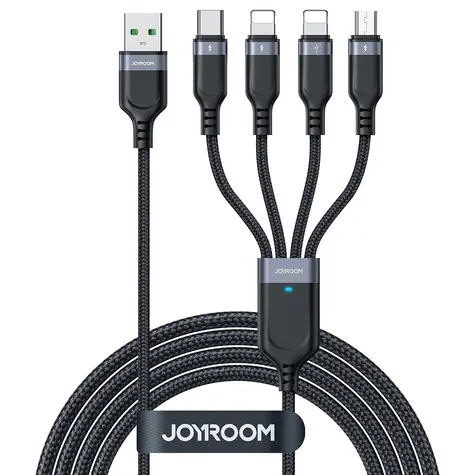 Joyroom S-1T4018A18 Nabíjecí kabel USB-A (M) - USB-C + MicroUSB + 2x Lightning (M) 3.5A 1.2m černá