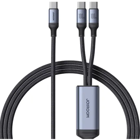 Joyroom SA21-1T2 C-2C Nabíjecí kabel USB-C (M) - 2x USB-C (M) 100W 1.5m černá