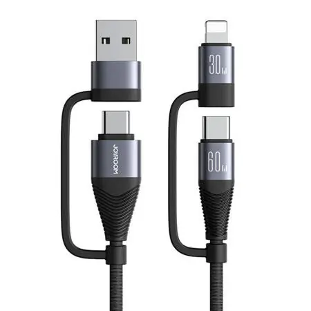 Joyroom SA37-2T2 Nabíjecí kabel USB-A/C (M) - USB-C + Lightning (M) 60W 1.2m černá