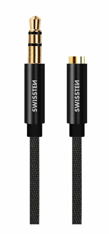SWISSTEN TEXTILE 3.5mm jack - 3.5mm jack 1.5m černá