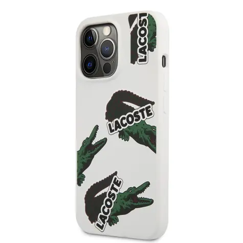 Lacoste Liquid Silicone Allover Pattern Kryt pro Apple iPhone 13 Pro Max bílá