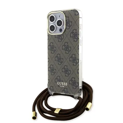 Guess IML 4G Printed Crossbody Zadní Kryt pro Apple iPhone 15 Pro Max hnědá