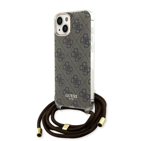 Guess IML 4G Printed Crossbody Zadní Kryt pro Apple iPhone 15 hnědá