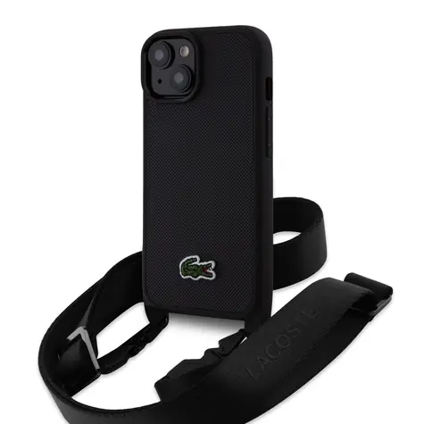 Lacoste Iconic Petit Pique Crossbody Woven Logo Zadní Kryt pro Apple iPhone 15 černá
