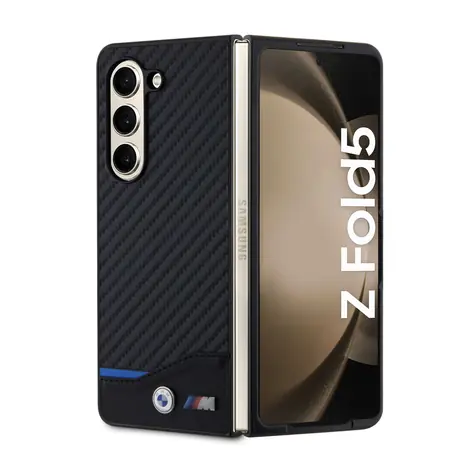 BMW M PU Carbon Blue Line Zadní Kryt pro Samsung Galaxy Z Fold 5 černá