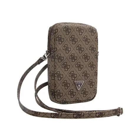 Guess PU 4G Triangle Logo Wallet Phone Bag Zipper hnědá