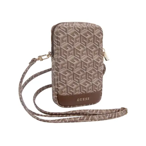 Guess PU G Cube Wallet Phone Bag Zipper hnědá