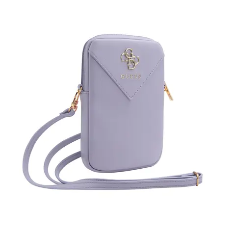 Guess PU Grained 4G Metal Logo Wallet Phone Bag Zipper fialová