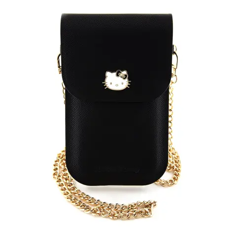Hello Kitty PU Metal Logo Leather Wallet Phone Bag černá