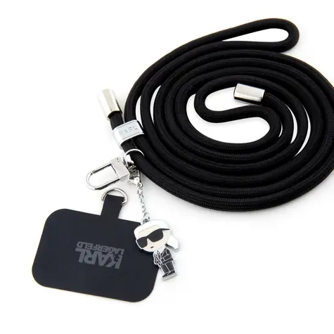 Karl Lagerfeld Universal Crossbody Popruh Cord and Ikonik Pins černá