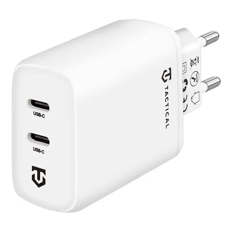Tactical Base Plug Dual 40W bílá / nabíječka do sítě / 2x USB-C & USB-C / 3A 