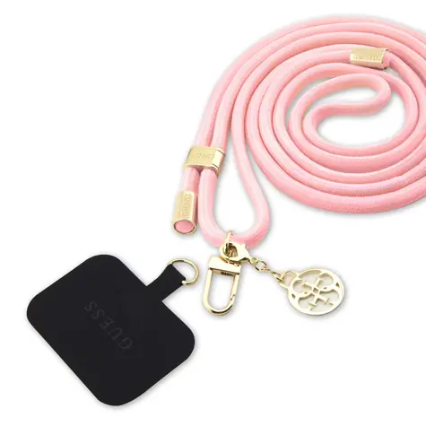 Guess Crossbody Popruh Cord 4G Charm růžová
