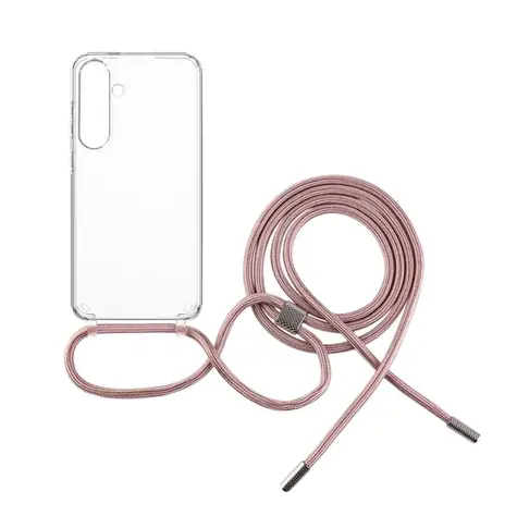 FIXED Pouzdro Pure Neck s růžovou šňůrkou na krk pro Samsung Galaxy S24+