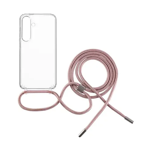 FIXED Pouzdro Pure Neck s růžovou šňůrkou na krk pro Samsung Galaxy S24