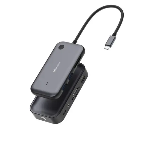 Verbatim Share my Screen WDA-01 USB-C šedá / Bezdrátový adaptér / až 1080p / 2x USB-A / HDMI / VGA / SD