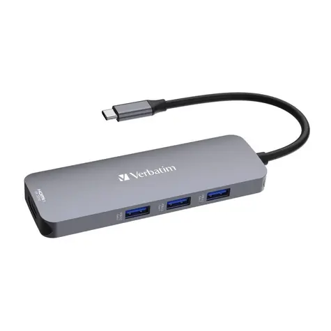 Verbatim Multiport Hub CMH-08 USB-C šedá / Dokovací stanice / 3x USB-A / USB-C / 2x HDMI / SD