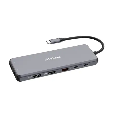Verbatim Multiport Hub CMH-13 USB-C šedá / Dokovací stanice / 6x USB-A / 2x USB-C / RJ45 / 2x HDMI / DP / 3.5mm