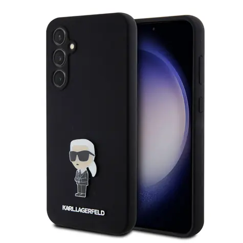 Karl Lagerfeld Liquid Silicone Metal Ikonik Zadní Kryt pro Samsung Galaxy S23 FE černá
